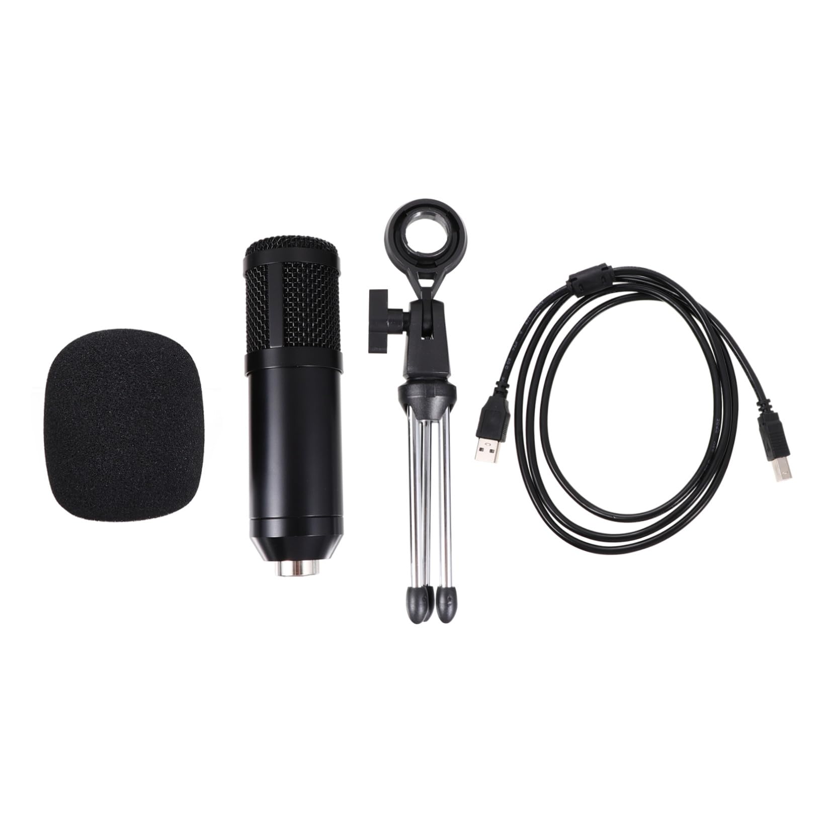 1Satz USB Kondensator Mikrofon mit Mikrofonstativ für PC Laptop Podcast und Geräuscharm Leicht zu Installieren Teiliges Zubehör Schwarzes Netz