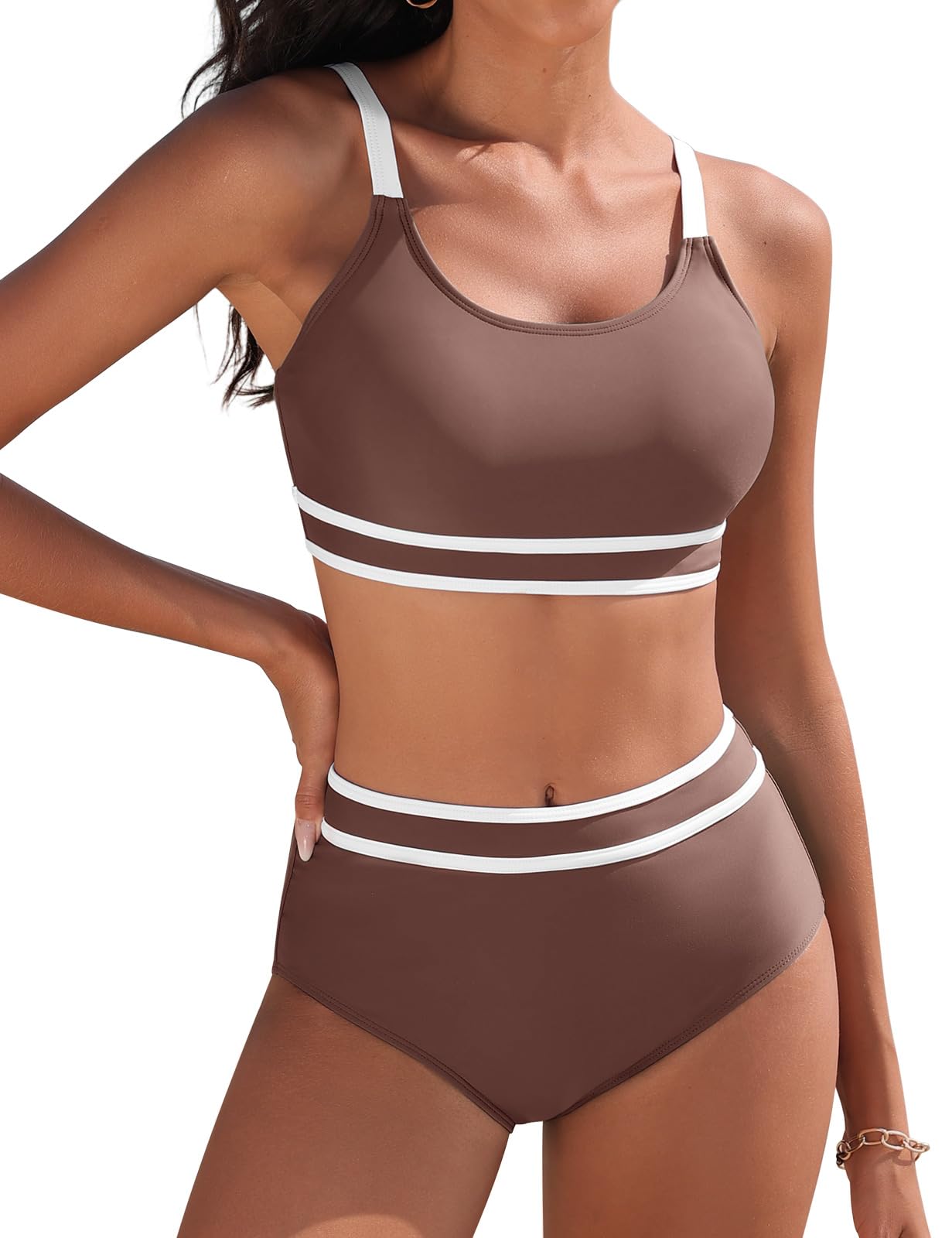 Tuopuda Bikini Damen Set Bauchweg Zweiteiliger Badeanzug High Waist Push Up Bikini-Oberteil Sport Zweiteiler Bademode Swimsuit Badebekleidung
