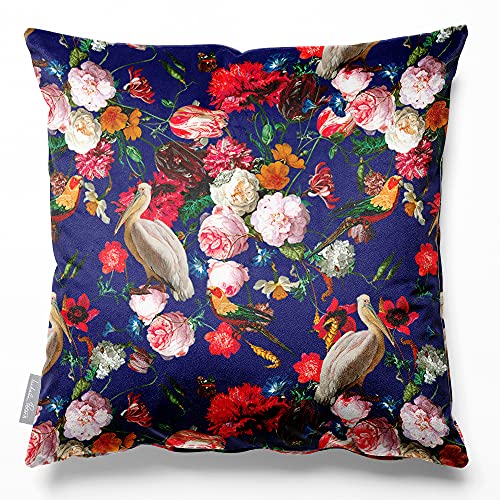 Izabela Peters Cushions With Covers Included, Filled Cushion, Eco-Friendly Velvet Cushions, 50 cm, Peruvian Paradise - Midnight, Chair Cushions, Sofa Cushions, Seat Cushions