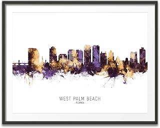 West Palm Beach Florida Skyline art print poster, unframed -15559