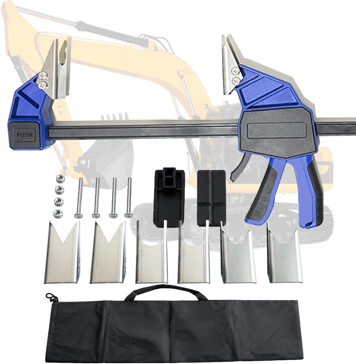 18” Hydraulic Coupler Clamp Tool, 4 Duo-Jaw Sets and 2 V-Jaws Hand Tool | For hydraulic quick couplers on tractors, excavators, skid steers and loaders; includes 4 Duo-Jaw sets and 2 V-Jaws.