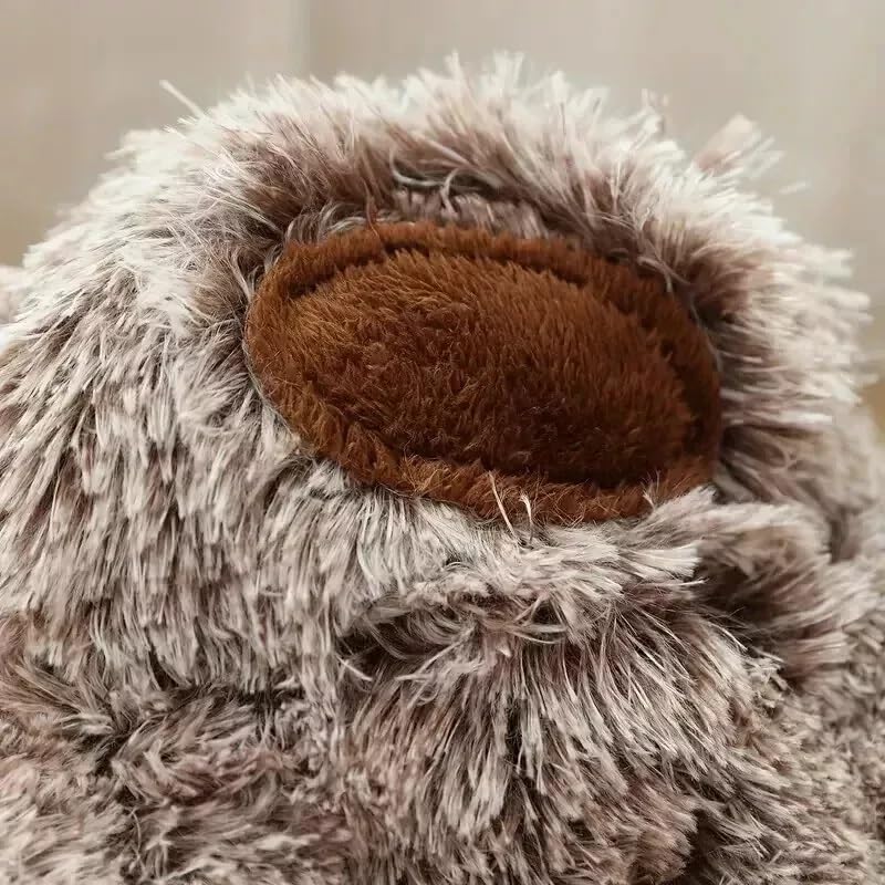 click2style Plush Paw-Shaped Dog Bed, Soft Fluffy Pet Sofa, Anti Slip Round Donut Cushion for Dogs, Grey/Brown/Beige (Beige, Large: 70 x 70 cm)