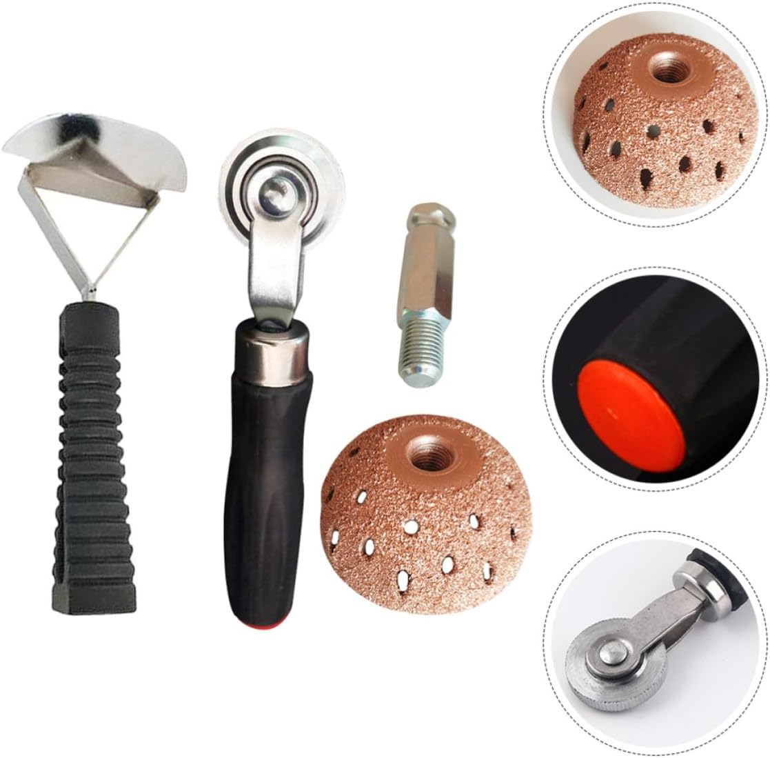 Heavy Duty Tire Repair Kit Compact Tire Patch Tool Set with Bowl-Shaped Grinding Head and Pressure Roller Black Plastic and Metal Accessories for Professional and Personal Use