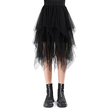 Tulle Skirts for Women Ladies Mesh Skirts Elasticated Waist Midi Skirt Irregular Net Mesh Skirt Daily, Prom, Party