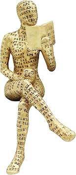 Gold Reading Women Figurine, Thinker Statue for Home Decoration, Resin Modern Abstract Aesthetic Sculptures, Small Art Golden Statue for Shelf Living Room Dining Room Office Desktop Coffee Table