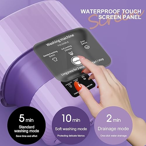 Miniatura 4 de Yanpoake Foldable Portable Washing Machine and Spin Dryer 9L Compact Mini Washer for Baby Clothes Underwear Laundry Apartment RV Travel Camping,