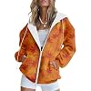 YABTF Women Maple Leaf Print Zip up Hoodie Casual Drop Shoulder Drawstring Graphic Hoodie Loose Fall Sweatshirts with Pockets