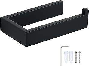 SAYAYO Black Stainless Steel Toilet Paper Holder with Hidden Screw Mount - Toilet Paper Holder for Bathroom Kitchen