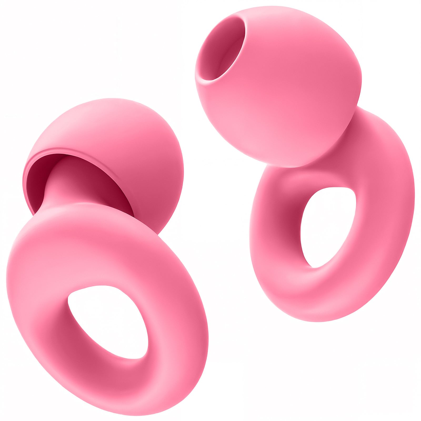 HOYIOEar Plugs for Noise Reduction–2 Pairs Super Soft, Reusable Hearing Protection in Flexible Silicone for Sleep, Noise Sensitivity & Flights-8 Ear Tips in XS/S/M/L–27dB Noise Cancelling–Light Pink