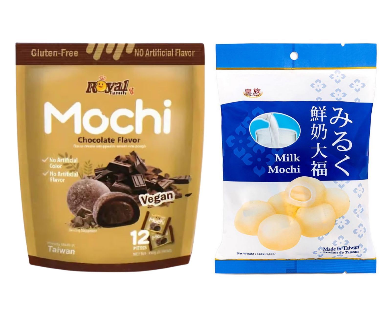 Royal Family Mochi - Korean Cuisine - Glutenous Rice Treats - 2 packs - Halal (Milk-Chocolate)