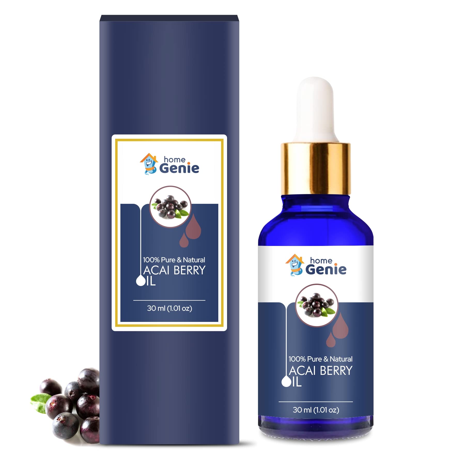 Home Genie Acai Berry (Euterpe Oleracea) Oil|100% Pure & Natural Undiluted Carrier Oil - 30ml