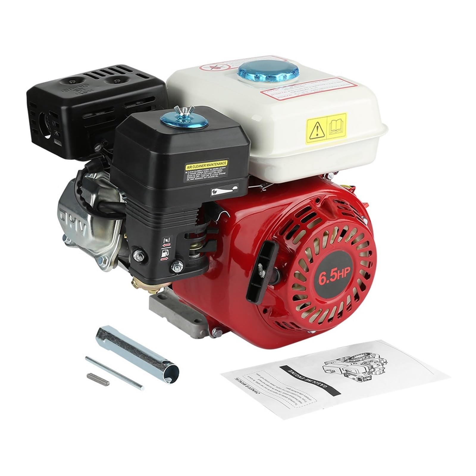 Moteur À Essence 4 Temps 6,5 CV, Démarrage Manuel, 168F OHV, Kit D'outils Électriques De Remplacement, Rouge Et Noir Puissance éLevéE
