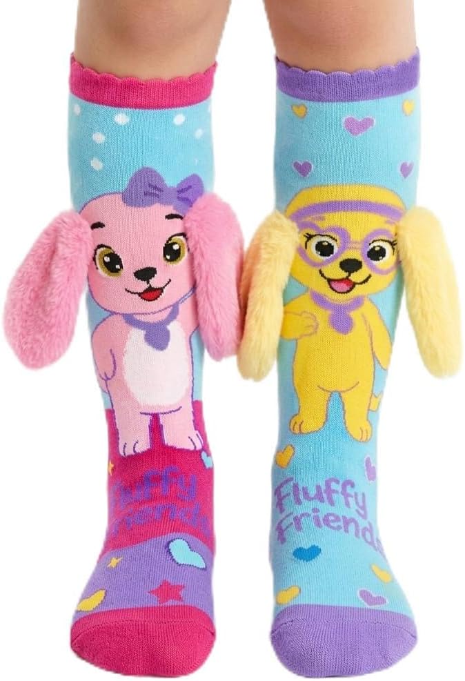 FreeNFond Crazy Socks for Kids, Knee High Funny Animal Socks with 3D Fluffy Ears for Girls Boys Crazy Sock Day Birthday Gifts