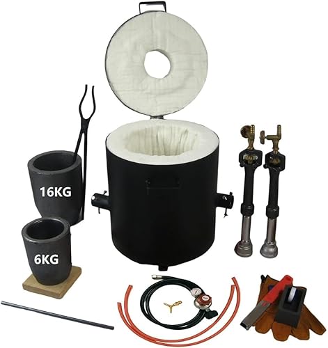 LSMIITTH Horno de fundición de propano y crisoles - 35.3 lbs35 libras, quemadores de doble forja, horno de fundición con herramientas de fundición