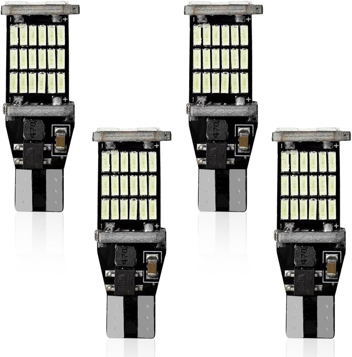 Tuxihapp 4-Pack T15 LED Reverse Bulbs 6500K Ice Blue 45SMD Super Bright Backup Lights - No Error Plug & Play for Most Cars