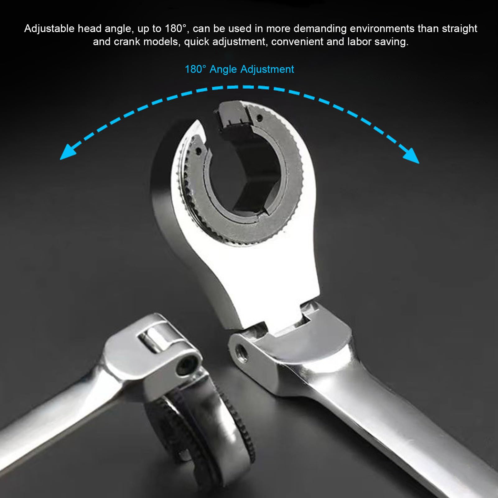 4 Pcs Ratcheting Wrench Set, Brake Line Wrench Set including Open Flex Head - Image 2