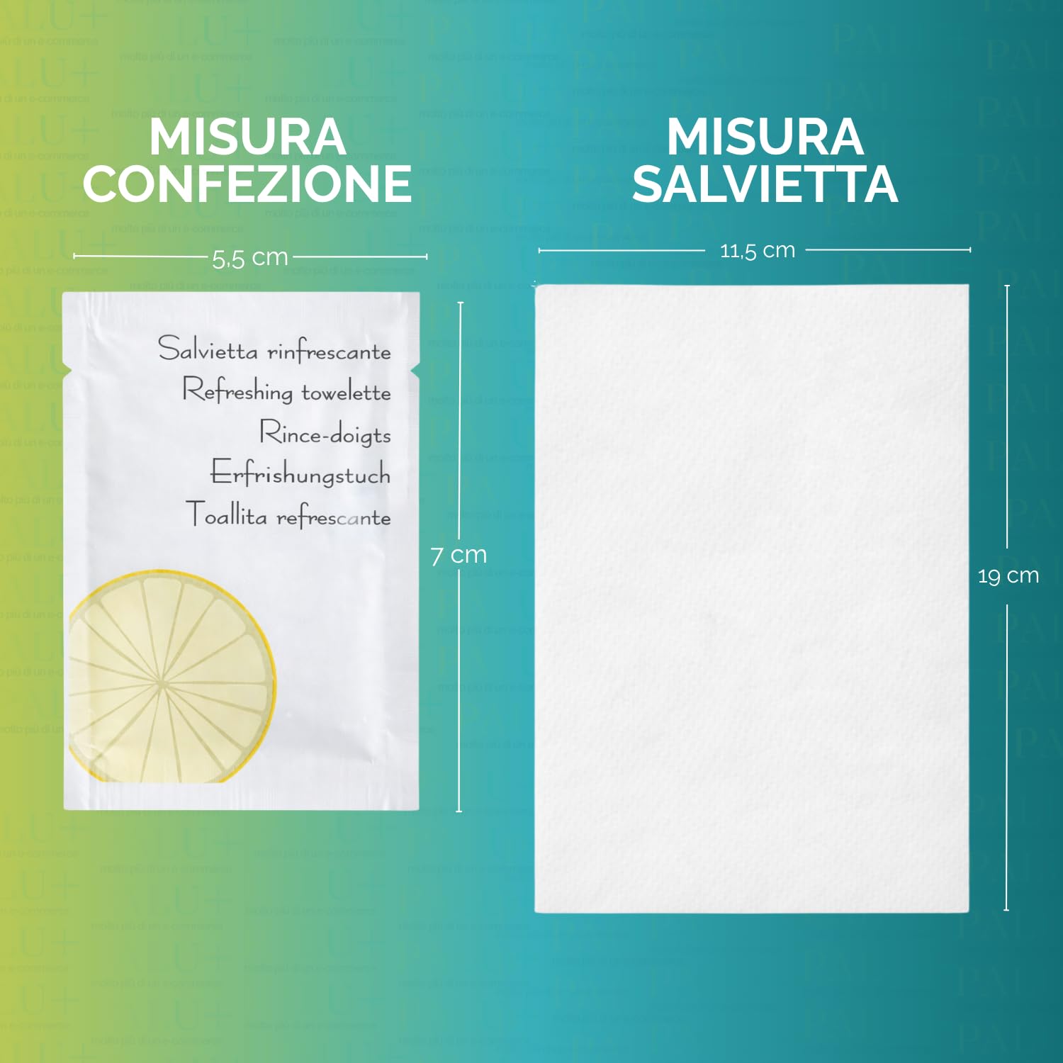 Virsus 1000 Salviette Umidificate a Limone in Carta, Misura 11,5x19 cm, Salviettine rinfrescanti per pranzi e cene a base di pesce, aperitivo wipe clean lemon towel