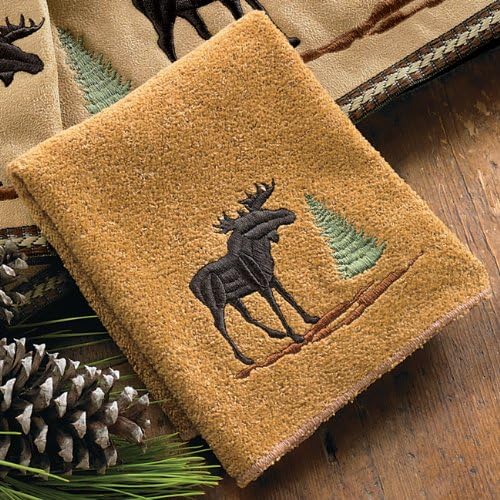 BLACK FOREST DECOR Moose & Pine Wash Cloth – Western Wash Cloths for Bathroom