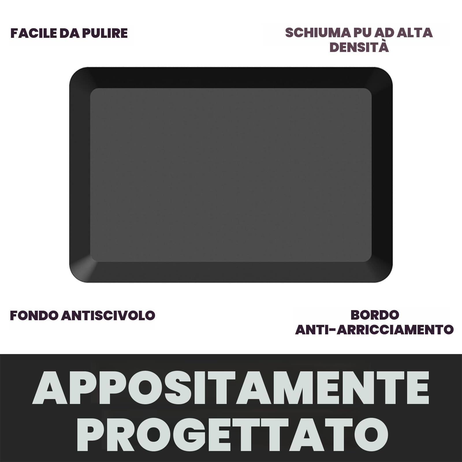 comfort anti fatigue Mat ideale per cucine e piedi scrivania, Black, 20x30x1-Inch