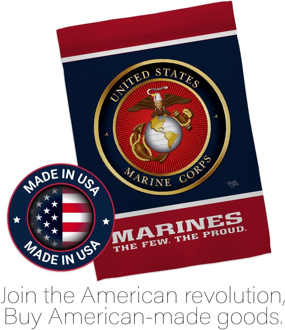 Proud Marine Corps House Flag - Pack Armed Forces USMC Semper Fi United State American Military Veteran Retire Official Support Our Troops - Banner Small Garden Yard Gift Double-Sided 28 X 40