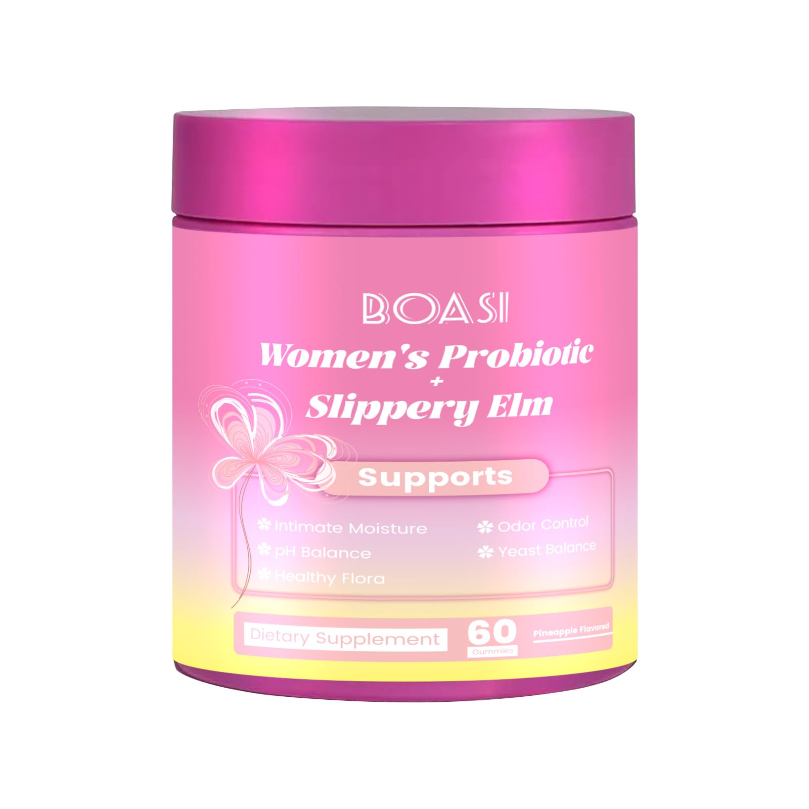Womens Probiotics Slippery Elm Gummies Her Juicy PH Balance Vaginal Feminine Probiotics Pineapple Gummies Digestive Immune Health