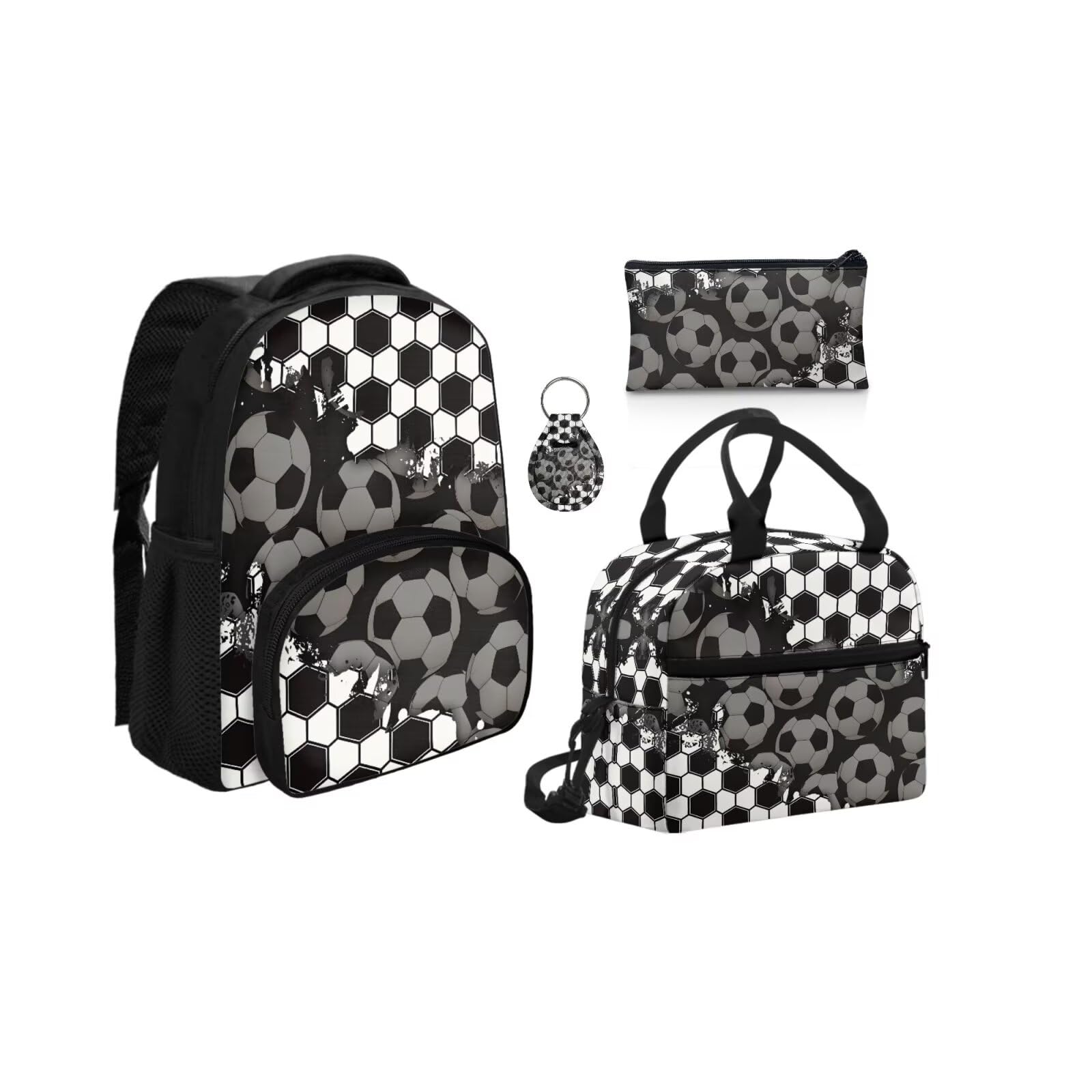 Oramclsy Football Backpack for Boys 12" Backpacks for Girls for School Backpack with Lunch Box Keychain for Elementary Students Back to School Bag