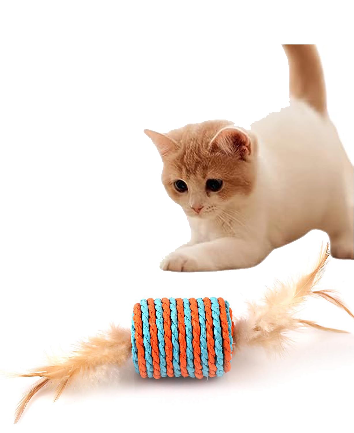 RvPaws Natural Catnip & Cat Ball Cat Feather Treat Ball Toy Cat Scratcher Ball Motion Activated Teeth Cleaning Grinding Playing Chasing Chew Claw Toy - 2 Pcs Pack (B09J28GSMF) Amazon Price History, Amazon Price Tracker