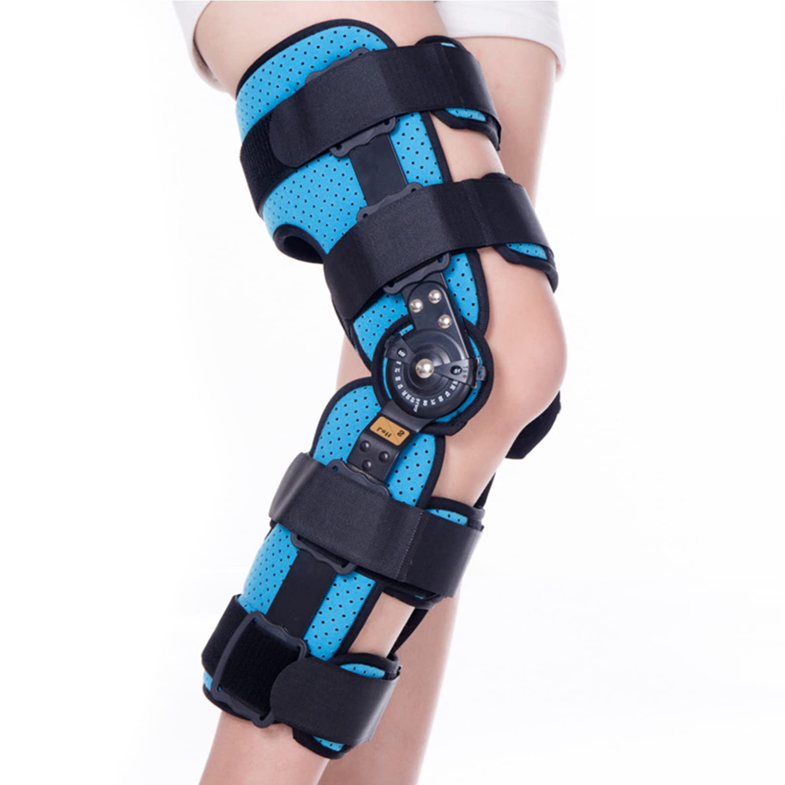 Rodillera ROM con bisagras, ortesis de Rodilla con bisagras, Rodilleras postoperatorias Ajustables, estabilizador de rótula para Acl, ligamentos, osteoartritis (Derecha pequeña)