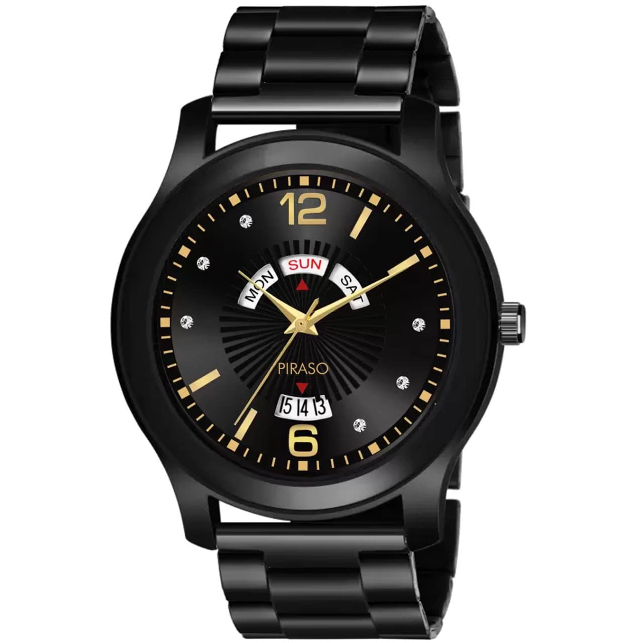 PIRASO Analog Day and Date Working Display Black DIAL & Black Chain Watch for Men & Boys (B0BJQLLN6T) Amazon Price History, Amazon Price Tracker