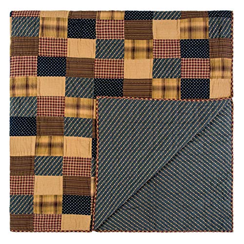 Vhc Brands Patriotic Patch 3 Piece Queen Quilt Set Country Patchwork Design, Deep Red And Navy #TOP2