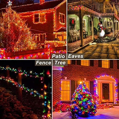 Hezbjiti Outdoor Christmas Lights, 100m 720 LED 11 Modes Christmas Trees Decorations Outdoor Fairy Lights Plug in with Remote for Home Garden Party Christmas Decorations (Warm White to Multicolor)