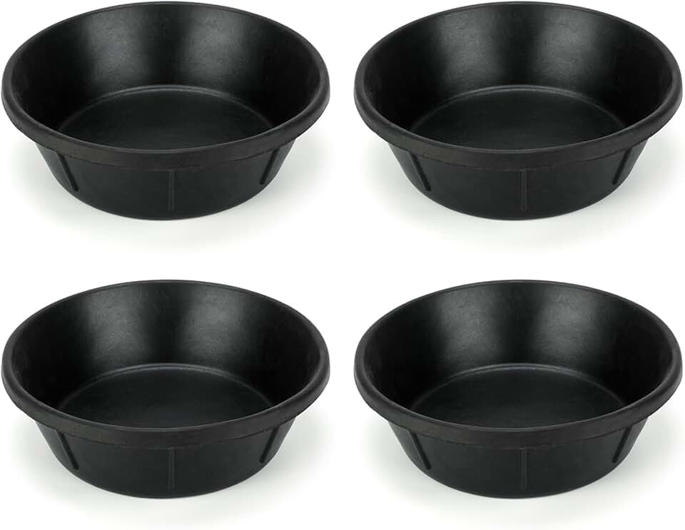 4Pcs Rubber Feed Pan, 8 Quart/ 2 Gallon Horse Feeder Bucket Livestock Feed Pan, Heavy Duty Rubber Dog Bowl Chicken Dust Bath Tub for Dogs Pig Goat Chicken Farm Small Animal,14.56 x 4.53 Inches