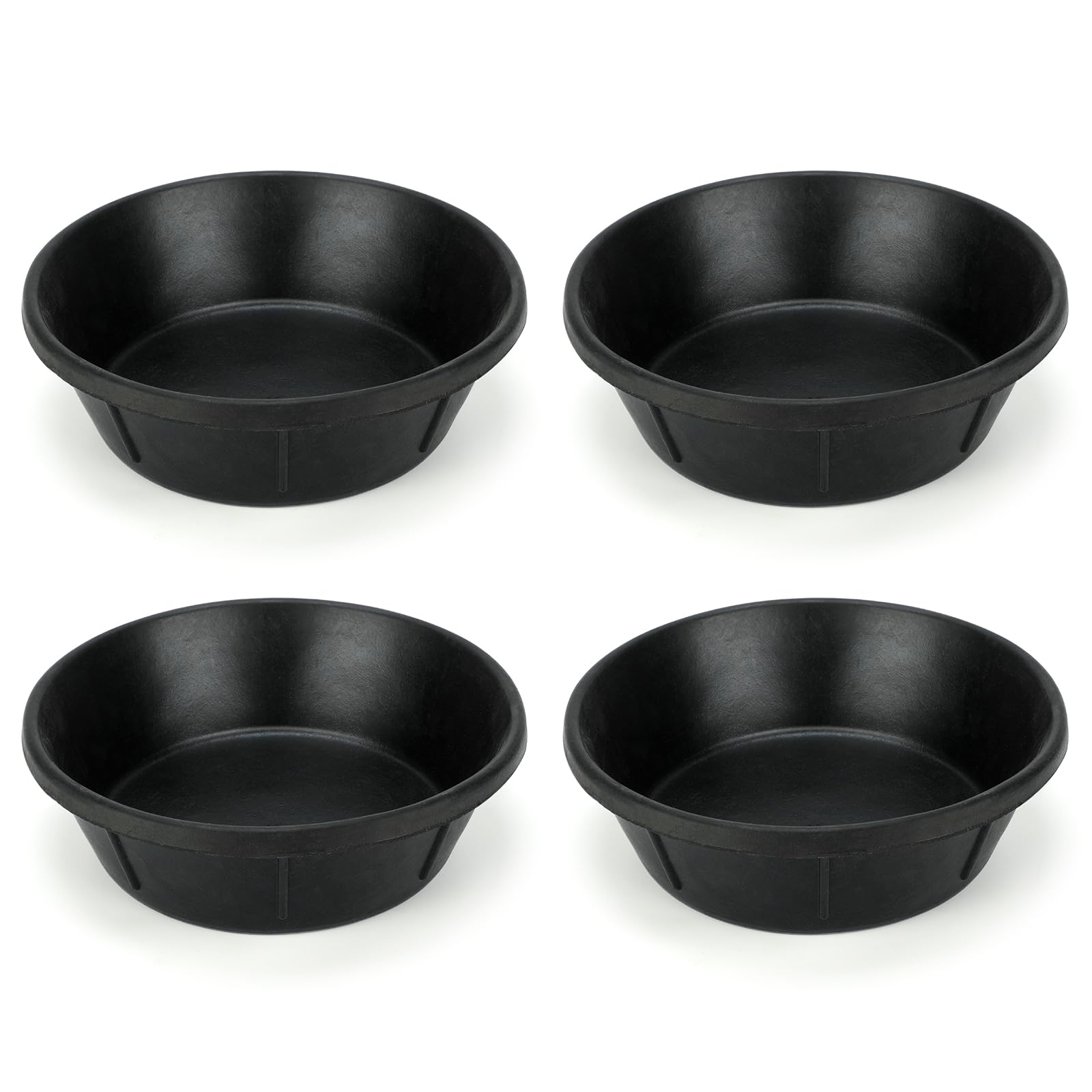GINDOOR 4Pcs Rubber Feed Pan, 8 Quart/ 2 Gallon Horse Feeder Bucket Livestock Feed Pan, Heavy Duty Rubber Dog Bowl Chicken Dust Bath Tub for Dogs Pig Goat Chicken Farm Small Animal,14.56 x 4.53 Inches