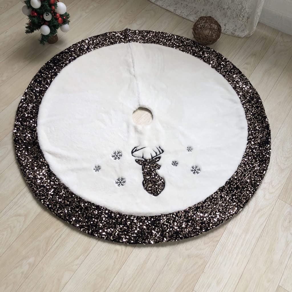 Ozdobna osłona podstawy choinki Miękka pluszowa spódnica choinkowa z cekinami do dekoracji świątecznych i przyjęć(122cm/48inch)