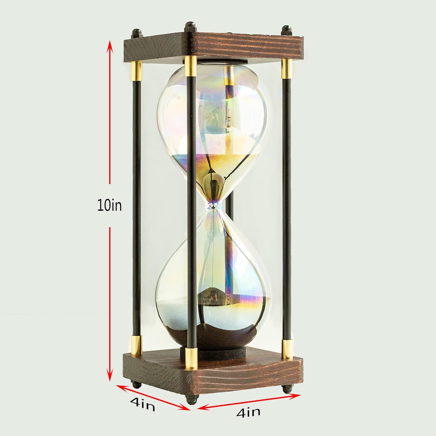 Rainbow Hourglass Timer,60 Minutes Sand Timers,Hour Glass with Sand Timer for Gift,Hourglass Decor for Home, Desk,Office, Wedding Decor (Black)
