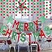 Red and Green Merry Christmas Banner Merry Christmas Garland Banner, Christmas Party Banner Merry Xmas Banner for Xmas Holiday Fireplace Mantle Home Decor