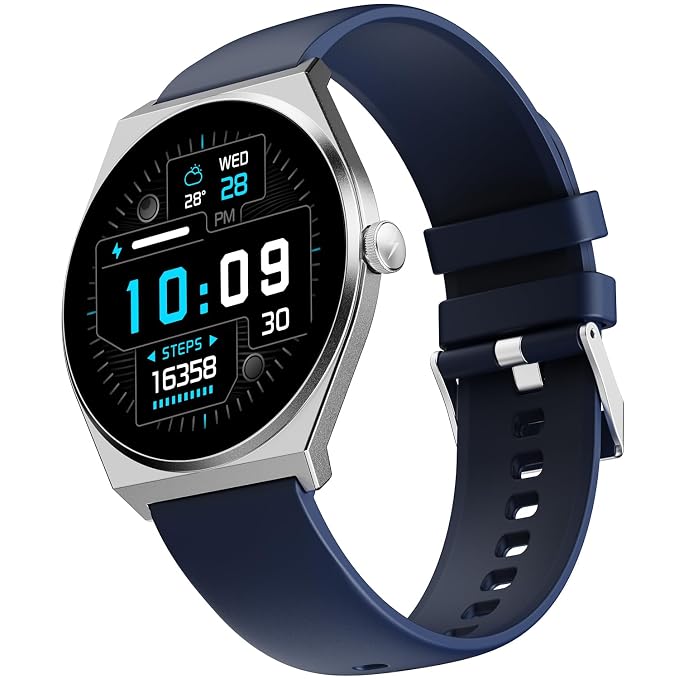Fire-Boltt Phoenix Nova Smartwatch 1.43” Slim Super AMOLED Display, 466x466 Pixel Always-On Display, Bluetooth Calling, Health Tracker for Men & Women Classic Blue