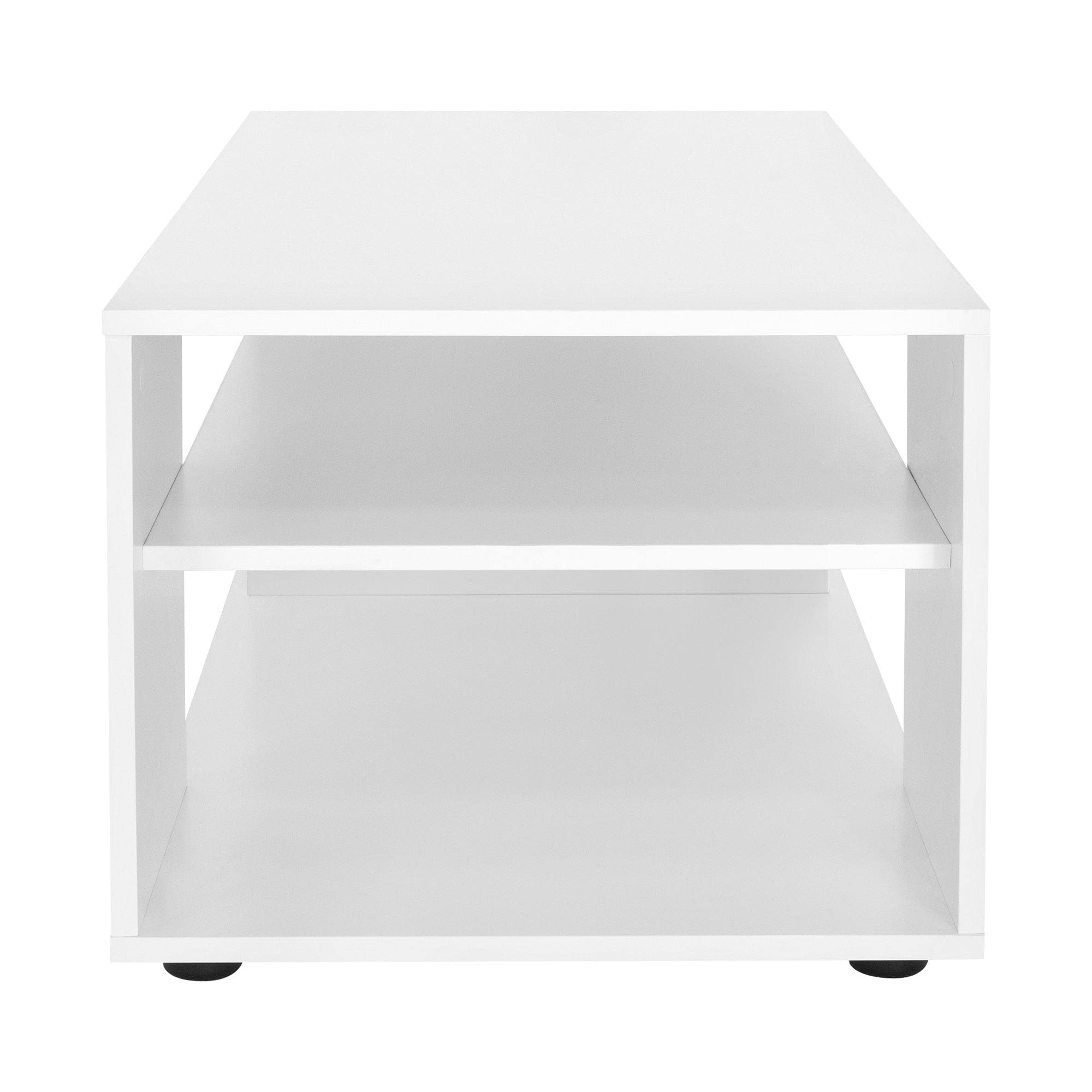 ML-Design Tavolino da caffè per Salotto 110 x 50 x 41 cm con Ripiani Tavolo da Divano Moderno con Spazio di Stoccaggio in Truciolato Rivestito Bianco Mobili da Soggiorno