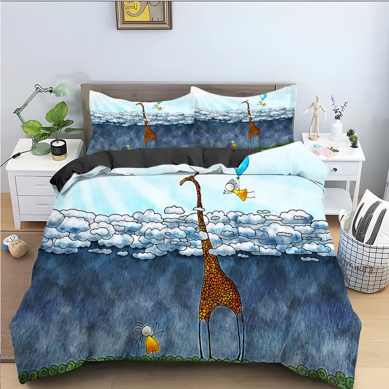 Parure de lit enfant bleu 90x190 | Housse de couette microfibre 110g/㎡ et taie d'oreiller ado