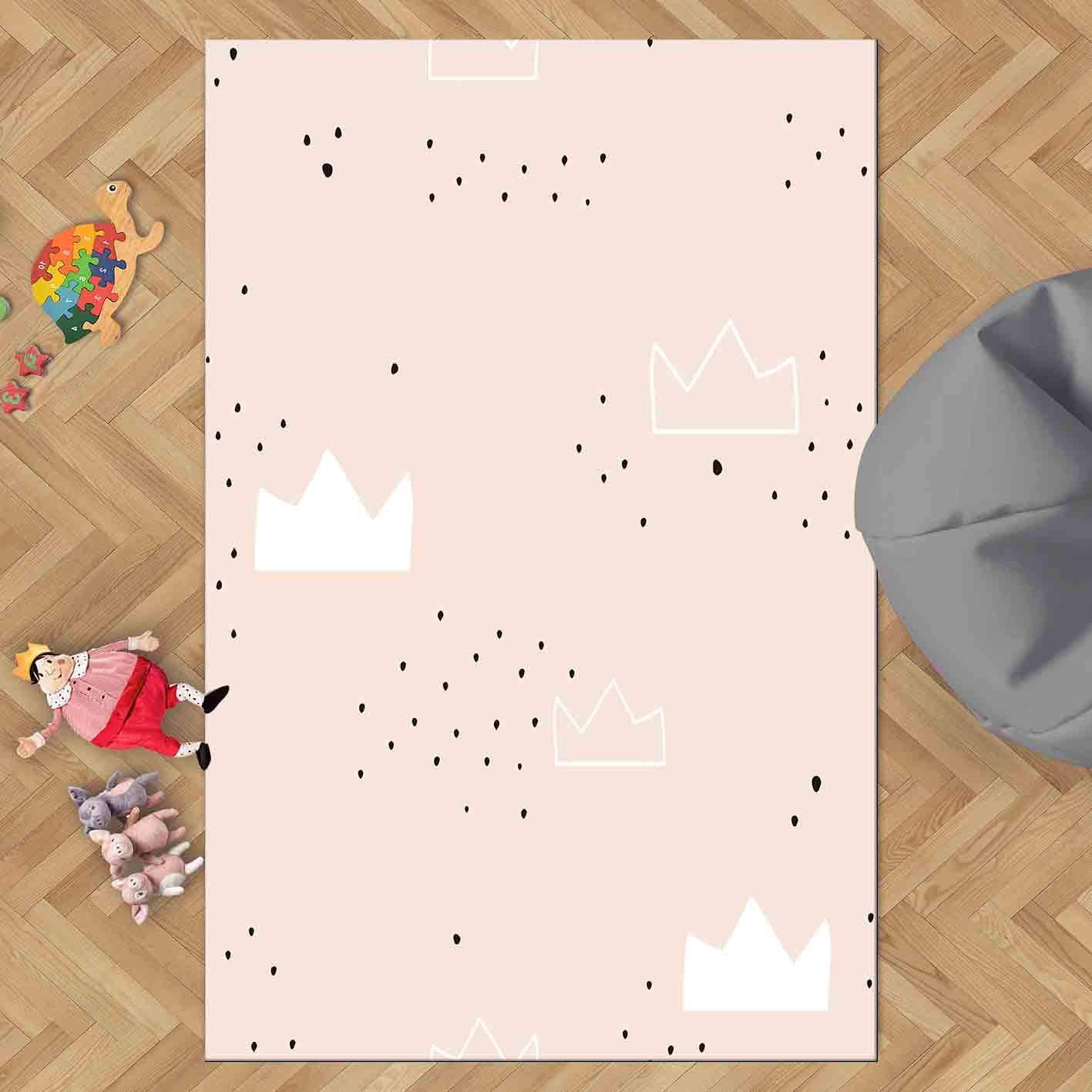 Else Pink Floor White Clouds Girls Black Hearts 3D Print Non Slip Microfiber Children Kids Room Decorative Area Rug Kids Mat