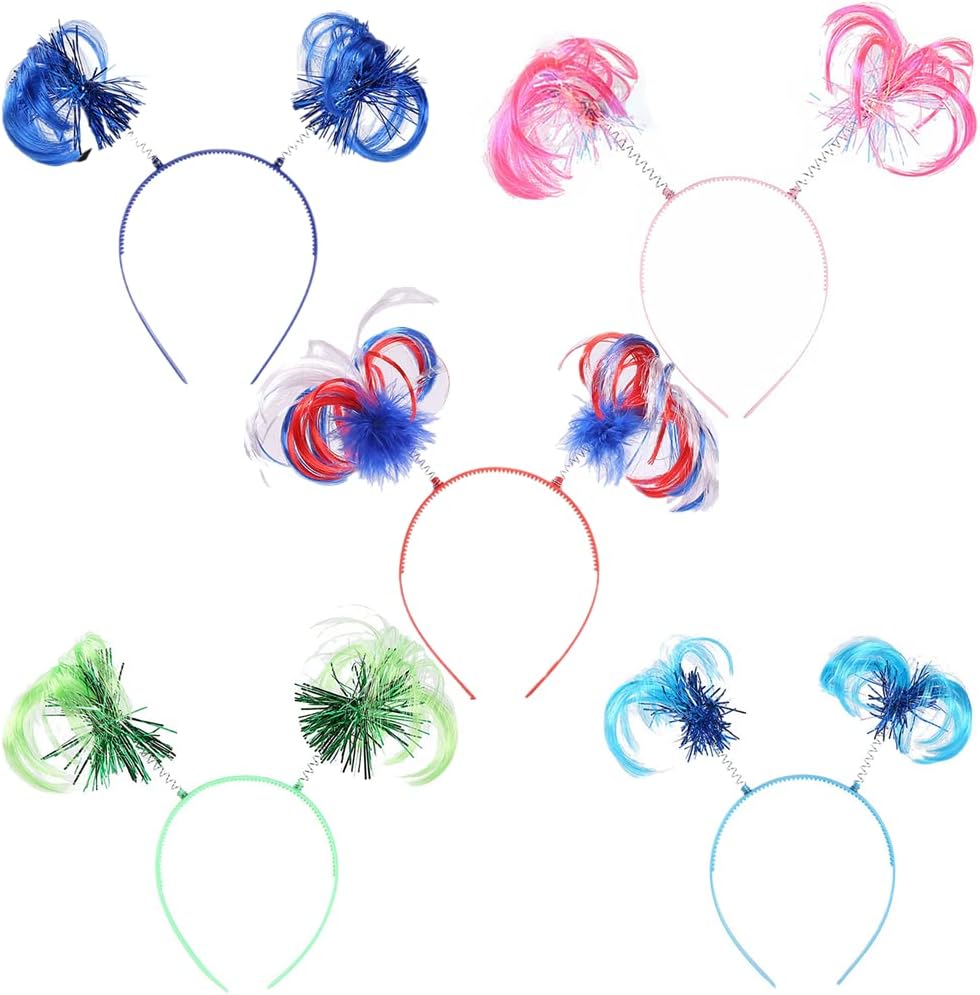 5pcs Ponytail Headband,Wig SpringsHeadband Head Boppers Antenna Headband Tinsel Wrapped Ponytails Hair Loop for Boys Girls Costume Party Headwear Accessory (Colorful)
