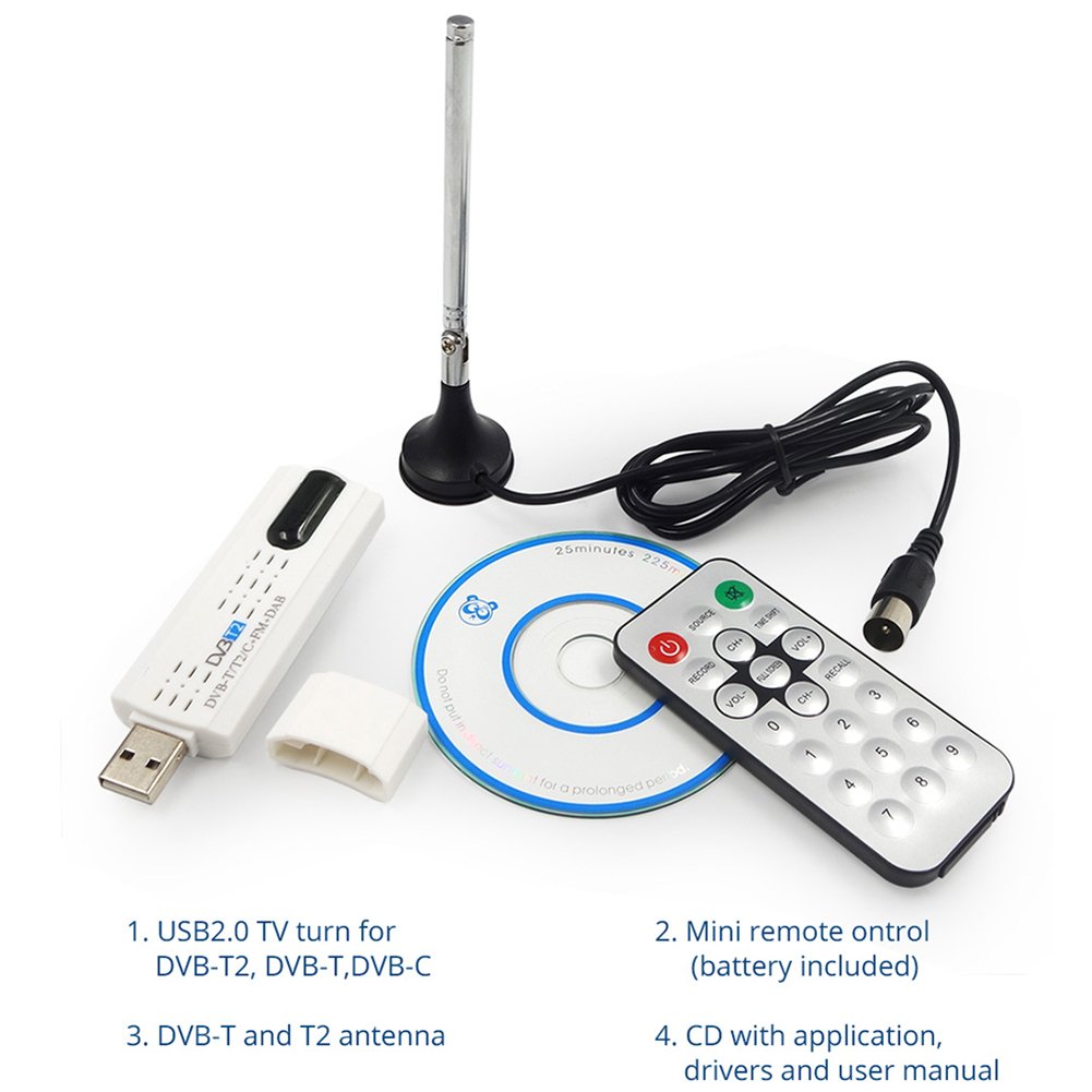 USB 2.0 Digital DVB-T/SDR++FM HDTV Sintonizador de TV Receptor
