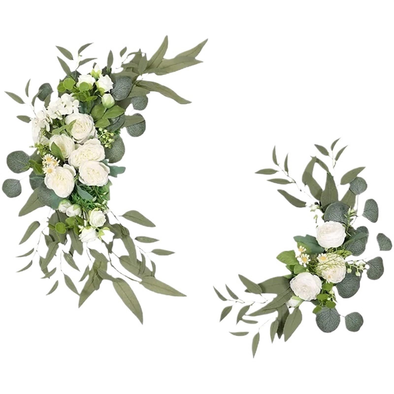 Kit Fiori Artificiali Per Arco Matrimonio 2 pezzi di fiori artificiali rosa peonia benvenuto matrimonio ospite carta arco romantico cerimonia nozze ricevimento sfondo decorazione della parete(White)