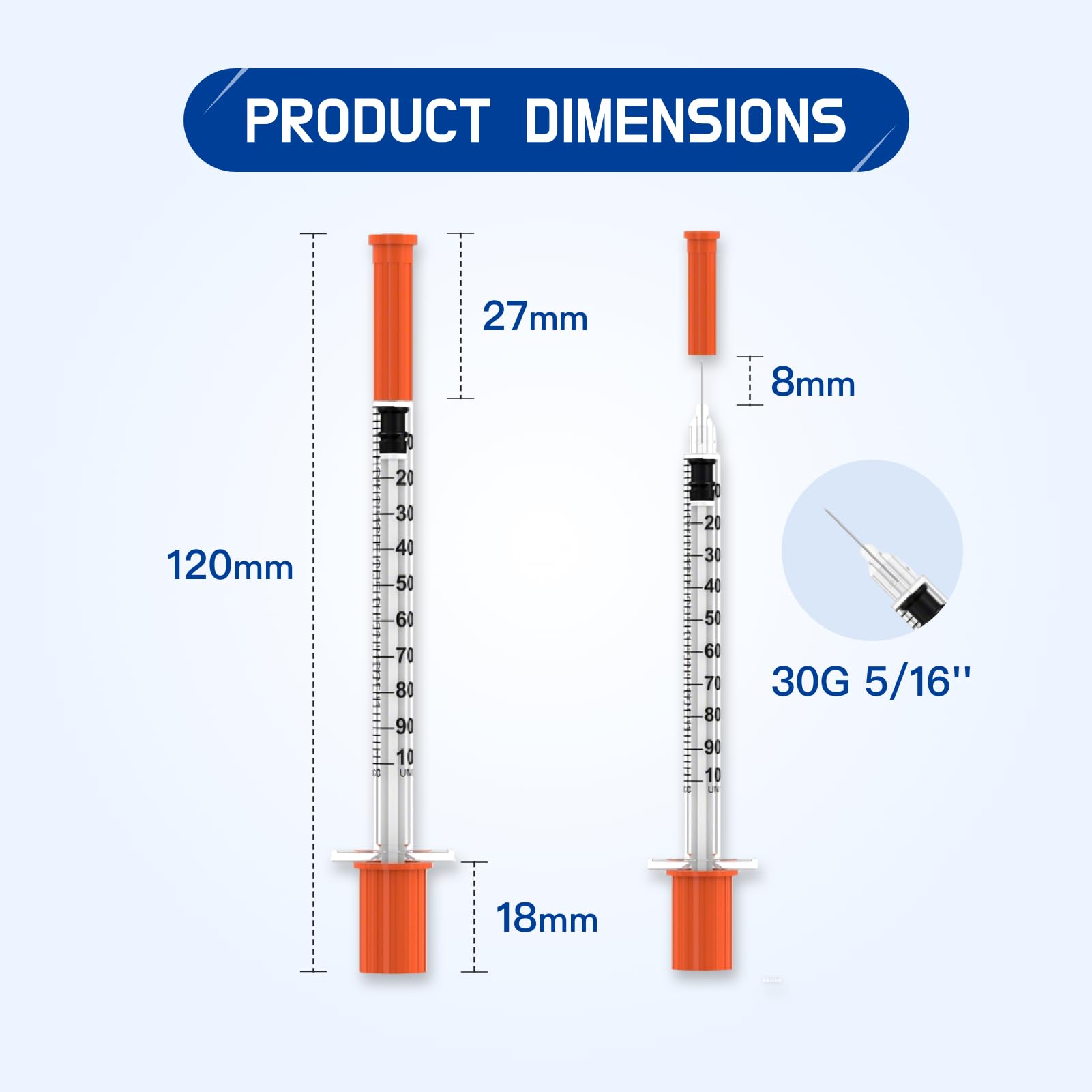 1CC Disposable Syringe with Needle - 30G 5/16" (8mm) 1ml/cc, Individually Wrapped, Lab Supplies, 30 Pack — Amazon image 3