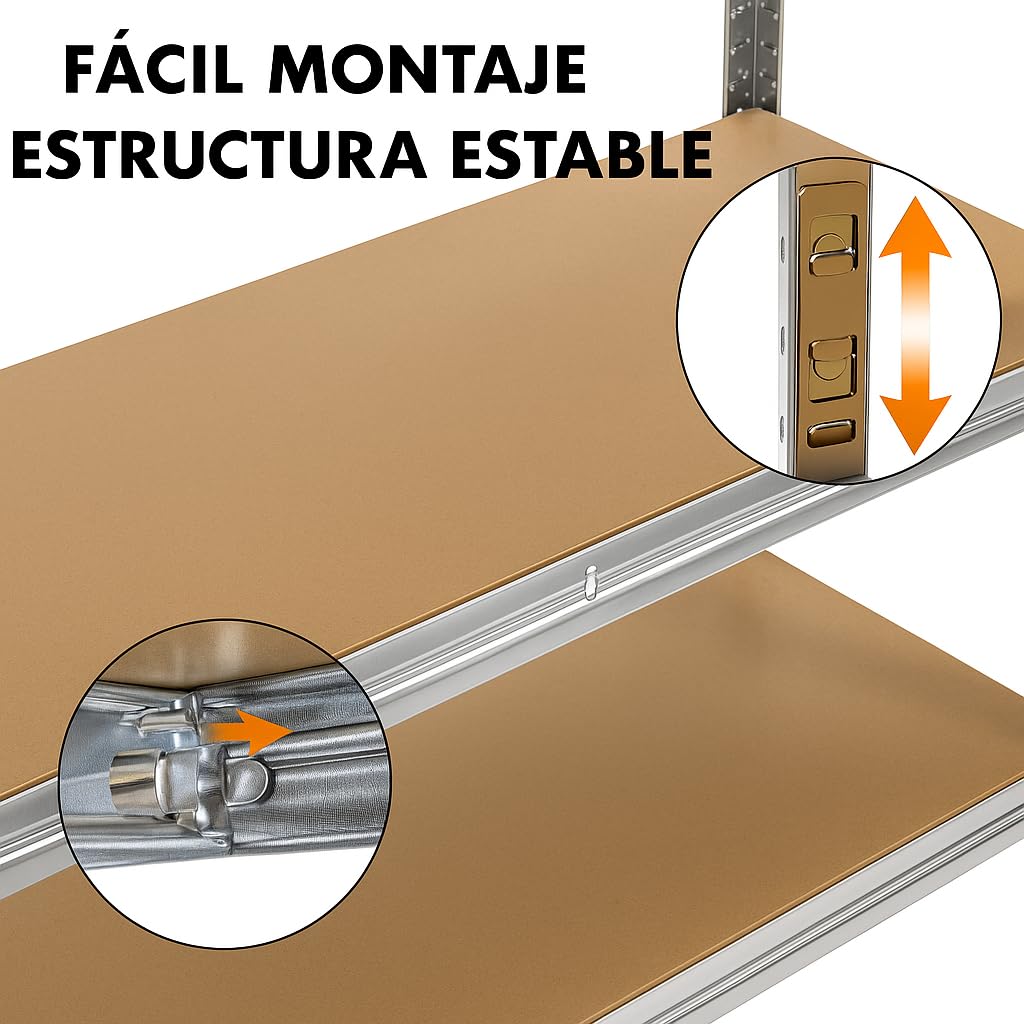 T-LoVendo Estantería Metálica Almacenaje de Acero Galvanizado + 5 Baldas MDF, 180 x 90 x 40cm, Modular, Baldas Ajustables, trastero, Garaje — view 7