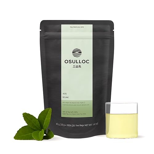 OSULLOC Sejak (primer enjuague) Té verde (nueces, orquídea)  Bolsas de té piramidales coreanas premium  20 bolsas de té, 1.41 onzas