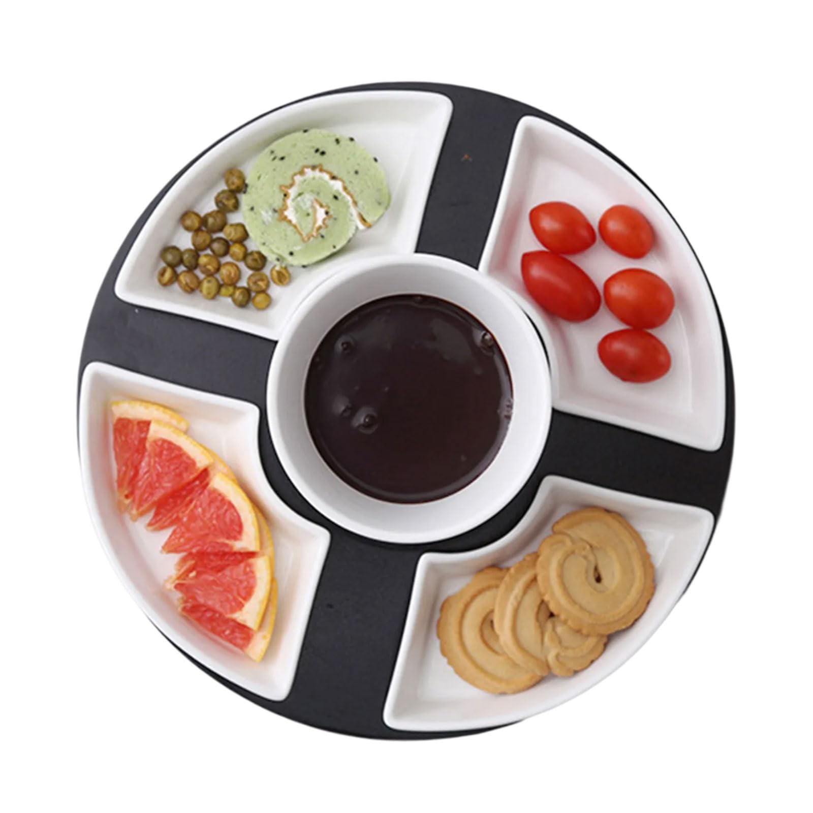 jiingekk Decorative Ceramic Serving with Excellent Heat Distribution Easy to Clean Chocolate Fondue Set Decorative Fondue Plate
