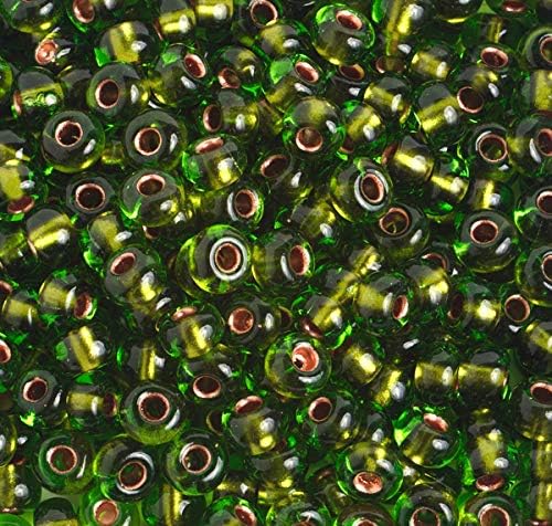 Czech Glass Seed Beads 2/0 (6.1mm Diameter) Transparent Chartrreuse Green/Copper Lined DIY Jewelry Making Beads - 500g Bulk Bag by Preciosa (Jablonex)