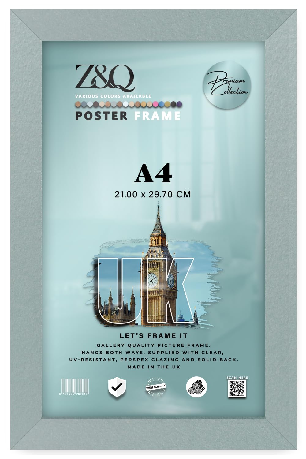 Z&Q - MDF Wood Finish A4 (21.00 x 29.70 CM) Poster/Picture Frame | Sturdy & Lightweight 11 x 8 Inch Perfect for Room Interior, Art [ Silver ]