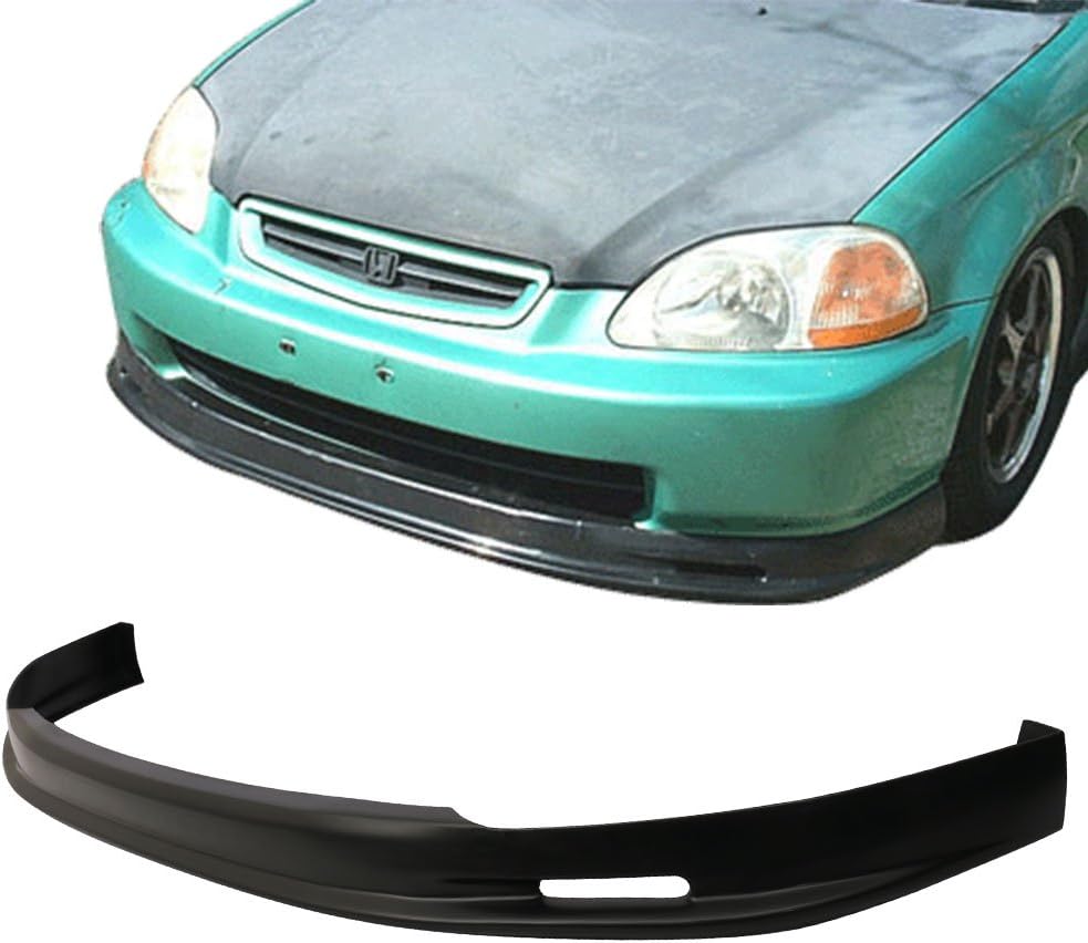 FREEMOTOR802 Front Bumper Lip Splitter Fits 1996-1998 Honda Civic, Mugen Style Unpainted Black PP Air Dam Chin Spoiler Underbody Front Lip Spoiler Lower Guard Protector Styling Trim